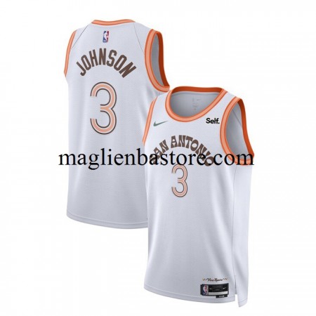 Maglia NBA San Antonio Spurs Keldon Johnson 3 Nike 2023-2024 City Edition Bianco Swingman - Uomo